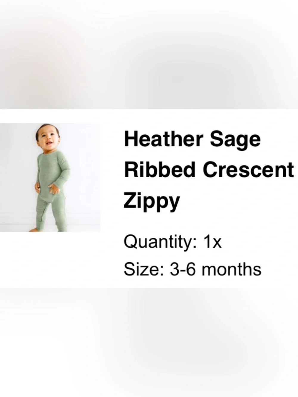 Little Sleepies 3-6M Heather Sage Ribbed Crescent Zippy (EUC)